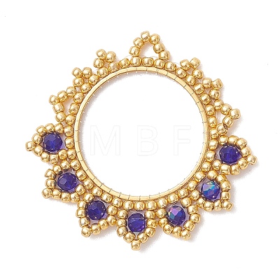 Glass Seed Beaded Flower Pendants PALLOY-MZ01237-04-1