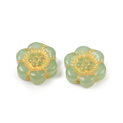 Baking Paint and Golden Metal Enlaced Glass Beads DGLA-T004-10C-1
