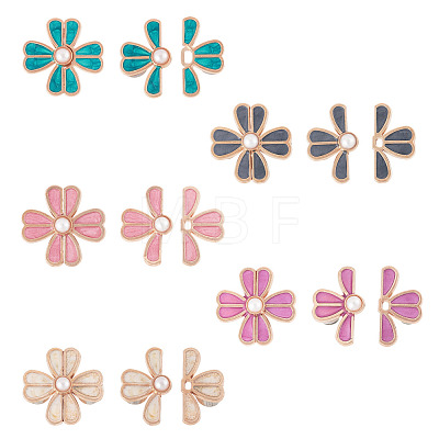 5Pcs 5 Colors Flower Alloy Enamel Adjustable Jean Button Pins DIY-TA0014-93-1