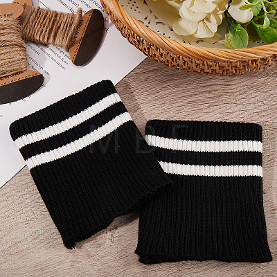 Stripe Pattern Cotton Tubular Knit Rib Cuff AJEW-WH0348-200B-1