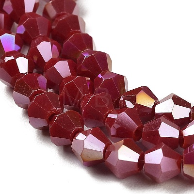 Opaque Solid Color Electroplate Glass Beads Strands GLAA-F029-P4mm-A01-1