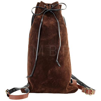Flocking Fibre Drawstring Backpacks with PU Leather Straps and Alloy Clasps ABAG-WH20019-02B-1