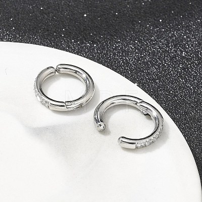 304 Stainless Steel Micro Pave Clear Cubic Zirconia Cuff Earrings EJEW-C096-60P-1