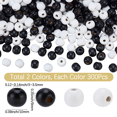 600Pcs 2 Colors Dyed Natural Wood Beads WOOD-SC0002-37B-1