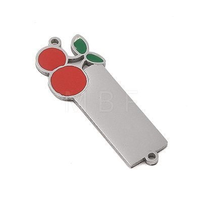 304 Stainless Steel Red Enamel Connector Charms STAS-P377-15P-1