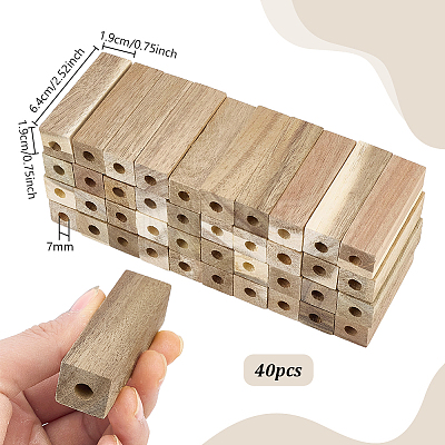 40Pcs Wood Craft Block WOOD-PH0004-11-1