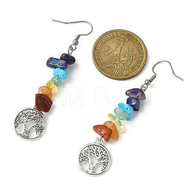 Natural & Synthetic Mixed Stone Chips Dangle Earrings EJEW-JE05390-02-1