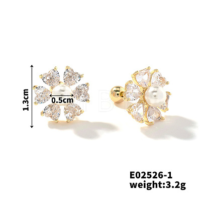 Summer Countryside Style Copper Zirconia Stud Earrings for Women QN0199-3-1