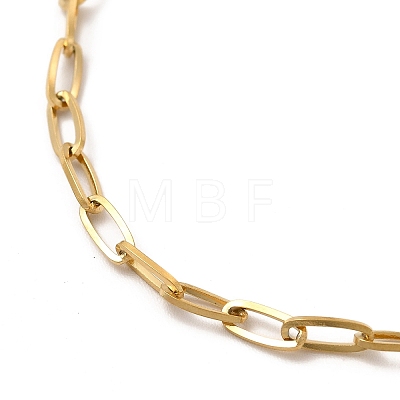 Ion Plating(IP) 304 Stainless Steel Paperclip Chain Bracelet for Women X-BJEW-G667-05G-1