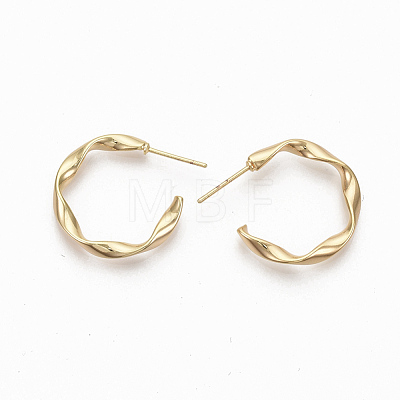 Semicircular Brass Stud Earrings KK-Q762-016G-NF-1