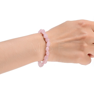 Natural Rose Quartz Bead Stretch Bracelets LS-BJEW-K213-01-1
