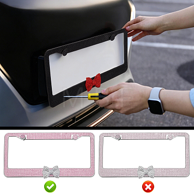 5 Sets 5 Colors Stainless Steel & Arcylic Rhinestone Frames for Licence Plate DIY-WA0001-32B-1