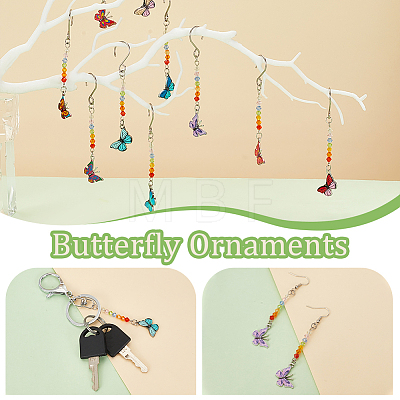Alloy Enamel Butterfly Pendant Decorations HJEW-AB00252-1