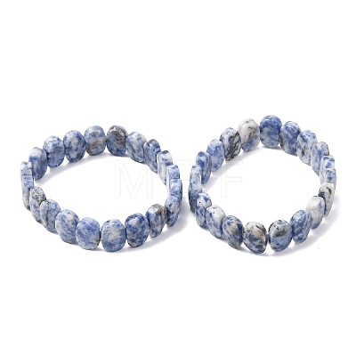 Natural Blue Spot Jasper Faceted Beaded Stretch Bracelets for Women BJEW-K251-07M-1
