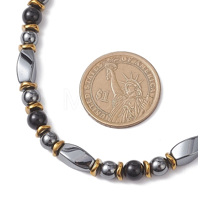 Round Natural Obsidian & Twist Synthetic Non-Magnetic Hematite Beaded Necklaces NJEW-JN05728-02-1