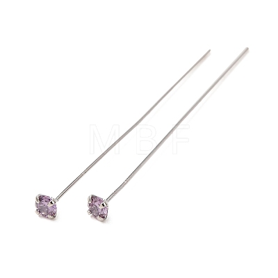 Brass Micro Pave Cubic Zirconia Stud Earring Findings CU-CBA4618-01P-07-1