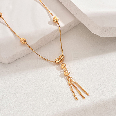 Fashionable Real 18K Gold Plated Brass Tassel Pendant Box Chain Necklaces for Women XU0718-3-1