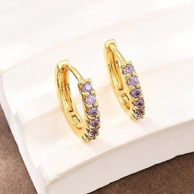 Brass Micro Pave Cubic Zirconia Hoop Earrings KK-Z166-14G-01-1