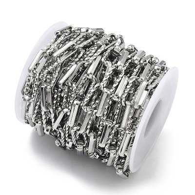 Handmade 304 Stainless Steel Twist Rectangle Box Chains STAS-F341-06P-1