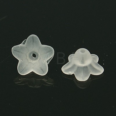Transparent Frosted Acrylic Flower Beads X-PL554-1