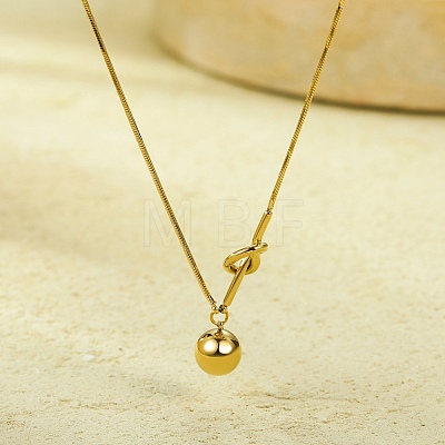 304 Stainless Steel Round Ball Knot Pendant Necklaces for Women NJEW-U031-05G-1