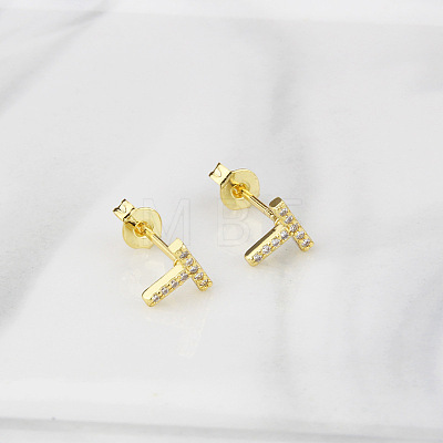 Brass Clear Cubic Zirconia Stud Earrings WGC2A80-20-1