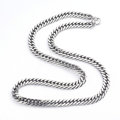 Men's 304 Stainless Steel Diamond Cut Cuban Link Chain Necklaces NJEW-L173-002A-P-1