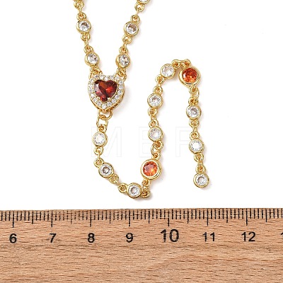 Brass Pave Cubic Zirconia Heart Pendant Y Tassel Necklaces for Women NJEW-A071-01G-01-1