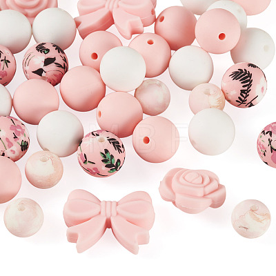 34Pcs 6 Style Silicone Beads SIL-TA0003-52-1