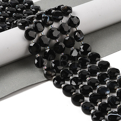 Dyed & Heated Natural Black Agate Bead Strands G-NH0013-A02-01-1