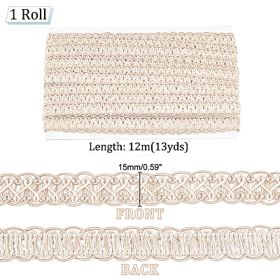 Polyester Braided Lace Trim OCOR-WH0078-09D-1