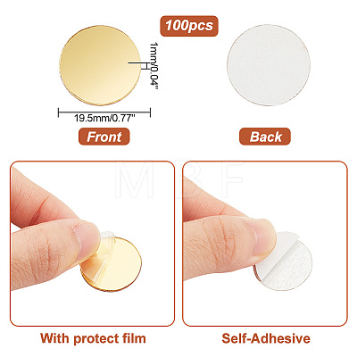  100Pcs Gold Acrylic Mirror Wall Stickers AJEW-PH0004-90B-1