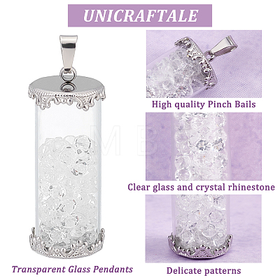 Unicraftale 4Pcs Transparent Glass Pendants GLAA-UN0001-05-1