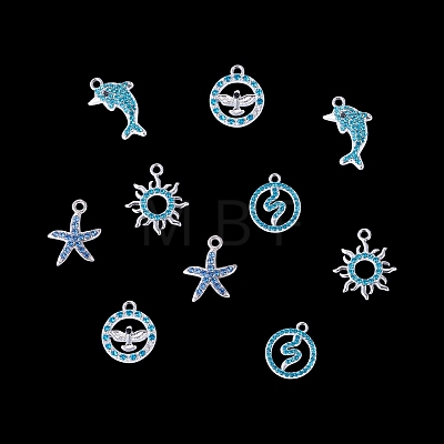 10Pcs 5 Styles Alloy Pendants FIND-TADJ0001-26C-1