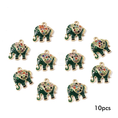 10Pcs Alloy Colorful Rhinestone and Enamel Pendants ENAM-YW0006-14C-1