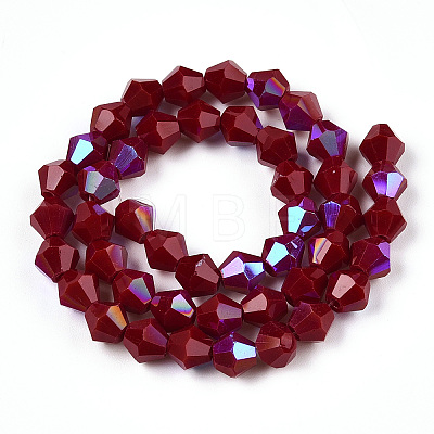 Opaque Solid Color Electroplate Glass Beads Strands EGLA-A039-P6mm-L22-1