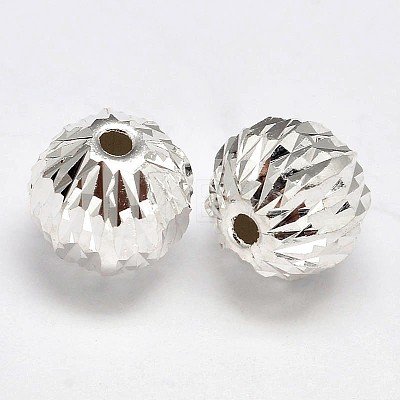 Fancy Cut Faceted Round 925 Sterling Silver Beads STER-F012-12A-1
