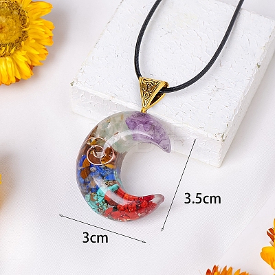 Resin with Gemstone inside 7 Chakra Pendant Necklaces PW-WG74B6A-03-1