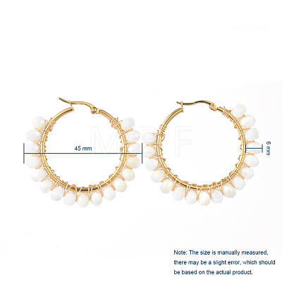 Electroplate Glass Faceted Rondelle Hoop Earrings EJEW-JE04021-1