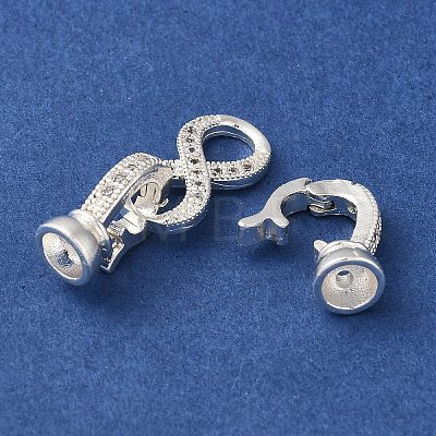 Rack Plating Brass Pave Clear Cubic Zirconia Fold Over Clasps KK-M285-31B-02S-1