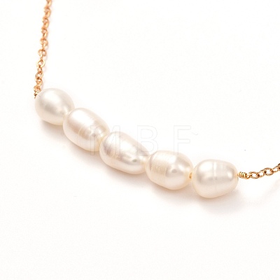 Natural Pearl Beads Pendant Necklace for Girl Women NJEW-JN03667-1