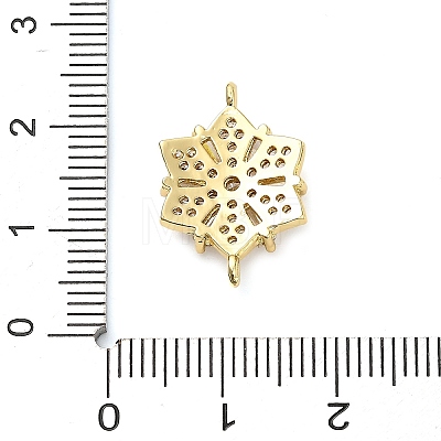 Brass Clear Cubic Zirconia Connector Snowflake Connector Charms KK-L229-079G-02-1