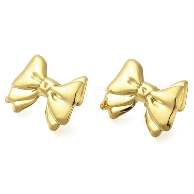 Ion Plating(IP) 304 Stainless Steel Bowknot Stud Earrings EJEW-I312-09G-1