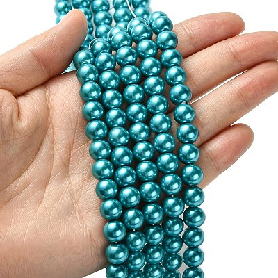 Eco-Friendly Dyed  Glass Pearl Round Bead Strands HY-A002-8mm-RB073-1