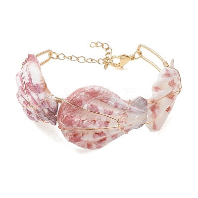 Natural Scallop Shell Bangles for Women BJEW-TA00748-1