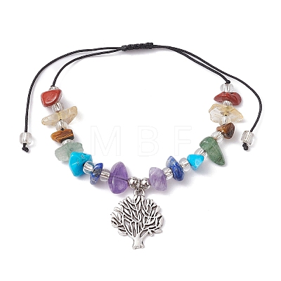 Chakra Natural & Synthetic Gemstone Braided Bead Bracelets BJEW-JB09824-02-1