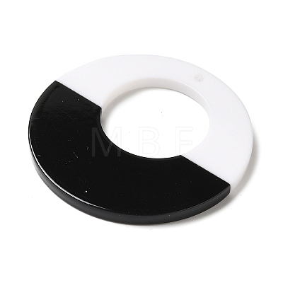 Black and White stitching Acrylic Pendants OACR-S143-01A-1