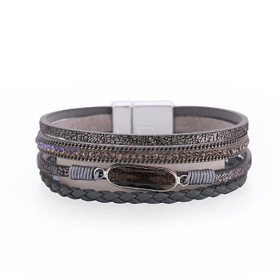 Boho Style Imitation Leather Cord Knitted Multi-strand Bracelets WG7948D-05-1