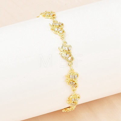 Brass Micro Pave Clear Cubic Zirconia Link Chain Bracelets for Women BJEW-A090-10E-G-1