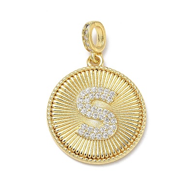 Brass Micro Pave Clear Cubic Zirconia Pendants KK-L253-17G-S-1